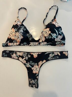 Rip Curl Black Floral Triangle Bikini Set